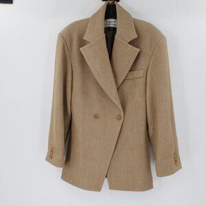 Source Unknown Blazer Womens XS/S Nangy Double Breasted Cinched Tan notch lapel